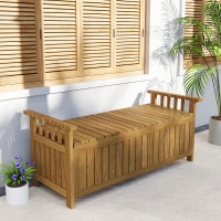 Outsunny Banc de jardin 2 places en bois avec rangement de 151L banc d'extérieur avec accoudoirs 128,5 x 56 x 53,5 cm marron(m-11)