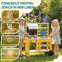AIYAPLAY Bucătărie din Lemn pentru Copii cu 15 Accesorii, Bucătărie de Jucărie pentru Copii, Galbenă(m-6)