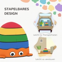 AIYAPLAY Set van 5 Balansstenen, Stapelbaar, Kikkervorm, Kunststof, Kleurrijk(m-6)