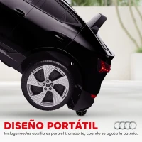 HOMCOM Coche de Batería para Niños 12V Audi E-tron con Mando a Distancia Faros Bocina Música Velocidad 3-5 km/h Negro(m-6)