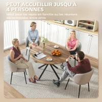 HOMCOM Table à manger ronde pour 4 personnes 120 cm style industriel avec plateau aspect bois, piètement croisé en acier, marron(m-5)