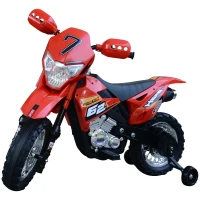 HOMCOM Motocross électrique 35 W Enfant 3 à 6 Ans dim. 109L x 52,5l x 70,5H cm roulettes Amovibles Rouge(m-1)