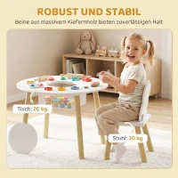 AIYAPLAY Kindertisch mit Stühlen und Aufbewahrung, 3-teiliges Kinder-Möbelset in Weiß und Natur für Spielzimmer und Kinderzimmer(m-7)