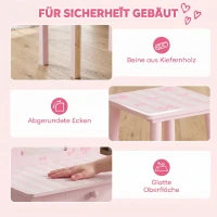 AIYAPLAY 2-in-1 kinderkaptafel met krukje, afneembare spiegel en lade, roze, voor meisjes van 3-6 jaar(m-7)