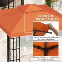Outsunny Vervangend dak voor metalen tuinpaviljoen paviljoen partytent tuintent 3x3m, Oranjerood(m-5)