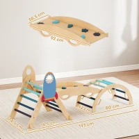 AIYAPLAY Triângulo de Escalada Montessori 7 em 1 Estrutura de Escalada de Madeira Tema de Foguete Azul(m-3)