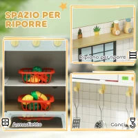 AIYAPLAY Cucina Giocattolo per Bambini con Fornelli e Armadietti, in Acciaio, Legno e PP, 72x33x85.2 cm, Blu e Bianco(m-6)