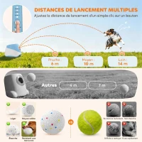 PawHut Lanceur de Balles Automatique avec 3 Balles en ETPU, 3 Réglages de Distance 6m/10m/14m, Intérieur et Extérieur, Bleu(m-5)