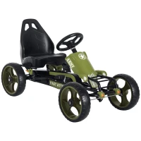 HOMCOM Go-Kart a Pedales para Niños de +3 Años Coche de Pedales con Embrague Freno Asiento Ajustable Carga Máx. 35 kg 105x54x61 cm Verde(m-1)