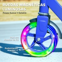 AIYAPLAY Patinete Plegable para Niños de 3-8 Años de 2 Ruedas con Luces Manillar de 4 Altura Ajustable Doble Frenos Azul(m-5)