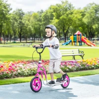 AIYAPLAY Kinderroller mit verstellbarem Lenker, große Räder, Parkständer, Handbremse, für Kinder im Alter von 5-12 Jahren, Rosa(m-2)
