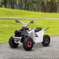 HOMCOM Quad Eléctrico para Niños 6V Quad para Niños de 18-36 Meses con Avance y Retroceso Velocidad de 2,5 km/h Blanco(m-10)