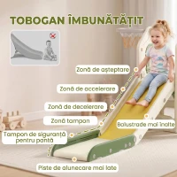 AIYAPLAY Tobogan pentru Copii 1-3 Ani cu Platformă de Cățărare, Coș de Baschet, Spațiu de Depozitare, Crem(m-6)