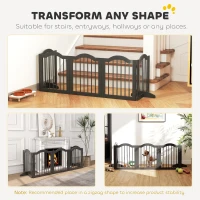 PawHut Freestanding Dog Gate Wooden Stair Gate for Dogs with Support Feet Foldable Pet Fence Safety Barrier for the House Doorway Stairs Black(m-7)