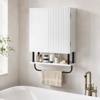 HOMCOM Bathroom Wall Cabinet Modern Space Saver Wall Mounted Cabinet Doors Storage White(m-14)