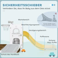AIYAPLAY Peuterglijbaan, 5-in-1, peuterglijbaan met basketbalring, telescoop en klimrek, grijs 70 x 177 x 92 cm(m-5)