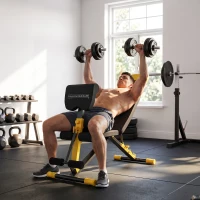 SPORTNOW Adjustable Weight Bench for Home Gym, 300kg Incline Decline Flat Foldable Bench Press with 6 Backrest Positions, Yellow(m-14)