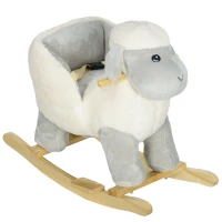 AIYAPLAY Schaukelpferd, niedliches Schaf, Sicherheitsgurt, Soundeffekte, 1,5-3 Jahre, bis 40 kg, Grau(m-1)