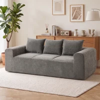 HOMCOM Canapé 3 Places en Chenille 220 cm, Canapé Salon Moderne avec Assise et Accoudoirs Larges, 3 Coussins, Gris(m-16)