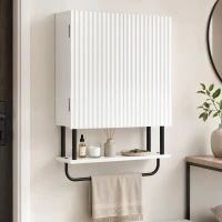 HOMCOM Bathroom Wall Cabinet Modern Space Saver Wall Mounted Cabinet Doors Storage White(m-9)
