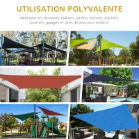 Outsunny Voile d'ombrage rectangulaire 3 x 3 m polyéthylène Haute densité Protection UV Avec sac de rangement - Coloris sable(m-8)