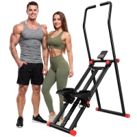 SPORTNOW Treppenstepper für Zuhause, klappbarer Vertical Climber mit 3 Widerstandsstufen, verstellbarem Lenker und LCD-Monitor(m-12)