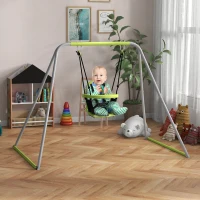 Outsunny Balançoire portique balançoire 2 en 1 pour bébé ceinture de sécurité à 5 points intérieure extérieure vert(m-8)