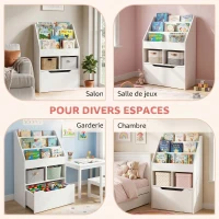 HOMCOM Bibliothèque étagère Multi-Rangement 3 étagères 2 niches Grand tiroir en bois Blanc(m-9)