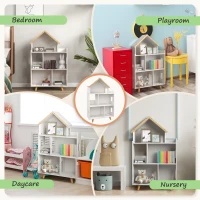 ZONEKIZ Three-Tier Toy Storage Shelf, Kids Bookcase, with Six Cubes, for Playroom, Bedroom - White(m-6)