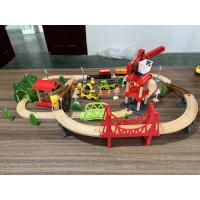 AIYAPLAY Comboio de Brinquedo para Crianças 3+ Anos 91 Peças em Madeira com Mulher Vias Veículos Personagens Multicolorido(m-5)