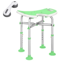 HOMCOM 39-51.5cm 'U' Seat Padded Shower Stool - Green(m-1)