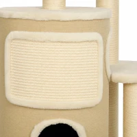 PawHut Krabpaal met 2-laags kattenhol, sisal krabpalen, platform, sisalbord en speelbal, voor katten tot 5 kg(m-12)