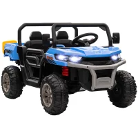HOMCOM 12V 2 Seater Kids Electric Ride-On Car with Electric Bucket, Remote Control - Blue(m-1)