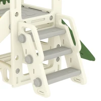 AIYAPLAY Opvouwbare 4-in-1 peuterglijbaan met klimfunctie, basketbalring, opbergruimte en basketbal voor kinderen van 1-3 jaar, crèmewit(m-10)