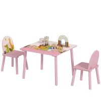 AIYAPLAY Table enfant avec chaise, ensemble table et 2 chaises en bois pour dessiner, jouer, étudier, rose(m-11)