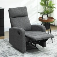 HOMCOM Relaxfauteuil, verstelbare ligstoel met aanpasbare beensteun, moderne woonkamerfauteuil met stoffen bekleding, grijs(m-2)