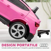 HOMCOM Macchina Elettrica per Bambini 12V con Telecomando, Velocità 3-8km/h, Luci e Musica, Età 3-5 Anni, Rosa(m-5)