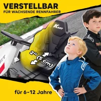 AIYAPLAY 24 V Elektro Go-Kart für Kinder Bis 18 Km/h Gokart mit Drift-Funktion, Drift-Kart mit 2 Motoren verstellbar Sitz Weiß(m-7)