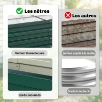 Outsunny Carré potager de jardin rectangulaire tôle d'acier ondulée 120 x 60 x 30 cm vert foncé(m-5)