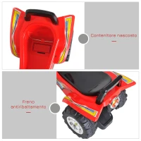 HOMCOM Quad Giocattolo per Bambini con Clacson, Musica e Luci, 60x38x42 cm, in PP Rosso(m-7)