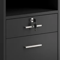 Vinsetto bureaukast rolcontainer met 2 lades, 1 afsluitbare lade, 5 wielen, zwart, 40 x 40 x 65 cm(m-11)