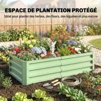 Outsunny Carré Potager de Jardin Rectangulaire, Tôle d'Acier Ondulée, 120 x 60 x 30,5 cm, Vert(m-6)