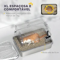 PawHut Caixa de Areia para Gatos Aço Inoxidável Interior XL com Pá Cinza Claro(m-6)