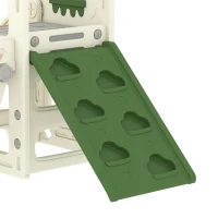 AIYAPLAY Opvouwbare 4-in-1 peuterglijbaan met klimfunctie, basketbalring, opbergruimte en basketbal voor kinderen van 1-3 jaar, crèmewit(m-12)