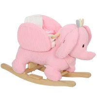 AIYAPLAY Kids Rocking Horse, Baby Ride on Elephant Rocker with Safety Belt and Sound for Toddlers 18 to 36 Months, Pink(m-1)