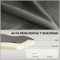 HOMCOM Sofá de 2 Plazas Tapizado en Terciopelo Asiento y Respaldo Acolchados Patas de Madera Carga 220 kg Gris Oscuro(m-5)