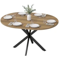 HOMCOM Uitschuifbare eettafel voor 4-6 personen, keukentafel in industriële look met X-vormig onderstel, bruine houtlook(m-14)