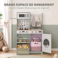 AIYAPLAY Cuisine enfant jouet d'imitation, dinette enfant avec cuisinière, évier, micro-ondes, 5 accessoires, vert(m-5)