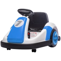 AIYAPLAY Kids Bumper Car with 360-Degree Rotation, 6V Electric Ride On Car with Music and Horn for 3-8 Years Old, Blue(m-11)