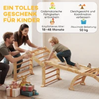 AIYAPLAY 9-in-1 indoor klimrek, helling, glijbaan, ladder, krijtbord, voor peuters, hout(m-8)